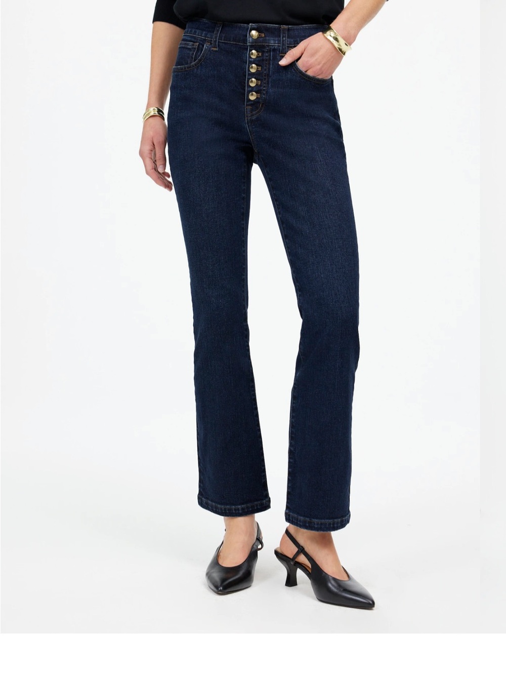 Madewell Mid-Rise Kick Out Jeans Gold Buttons Fly Deep Indigo
